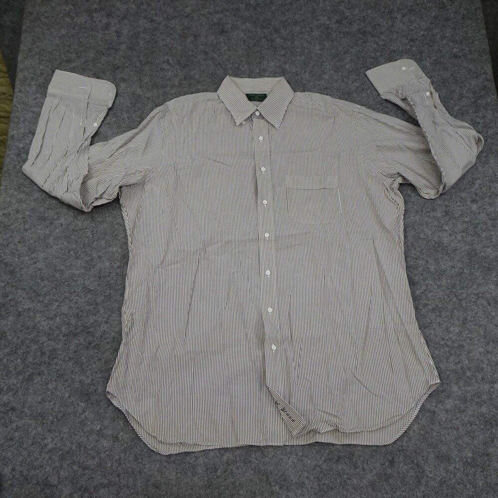 Tom James Button Up Shirt Mens Large Long Sleeve Classic Fit Cotton Striped